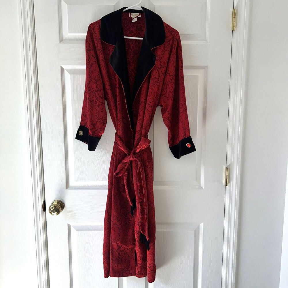 Victoria's Secret Vintage Gold Label Red Floral Robe-Size P/S
